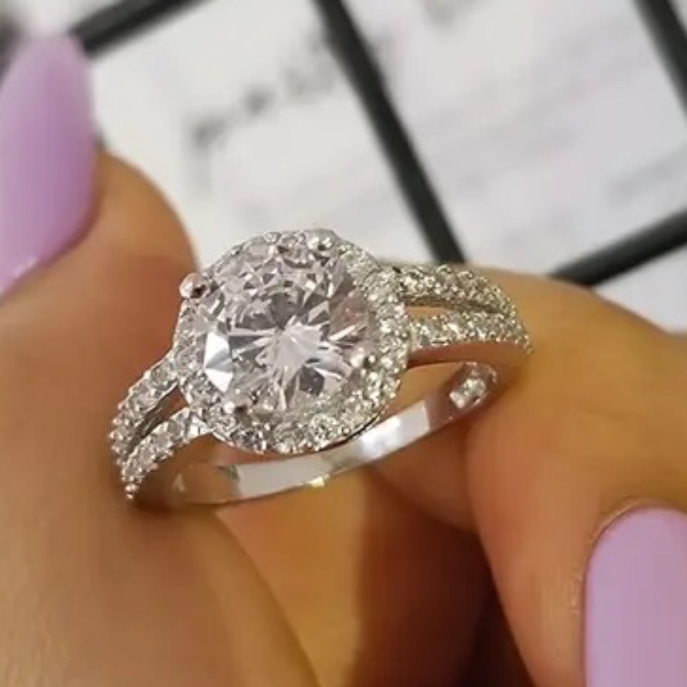🆕 New Simulated Diamond 925 Sterling Silver Round Cut Wedding Engagement ring